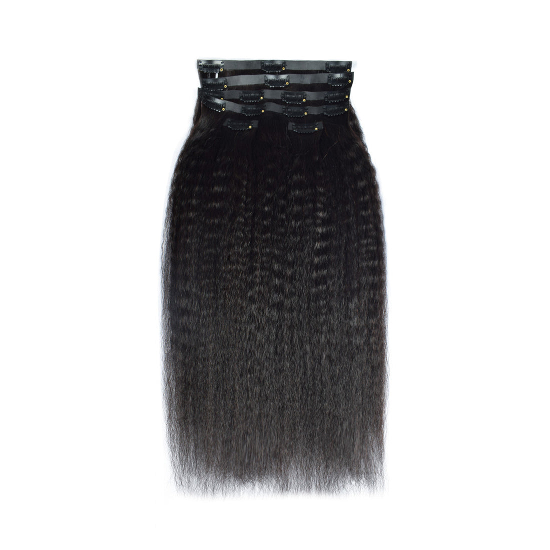 Hayahair 100% Virgin hair 6Pcs Kinky straight Clip ins Hair Extension Seamless Pu Clip ins Extension Natural Black 110G/6PCS